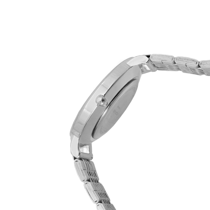 Signature Black MOP Large Dial Silver Linked Chain Strap Women's Watch