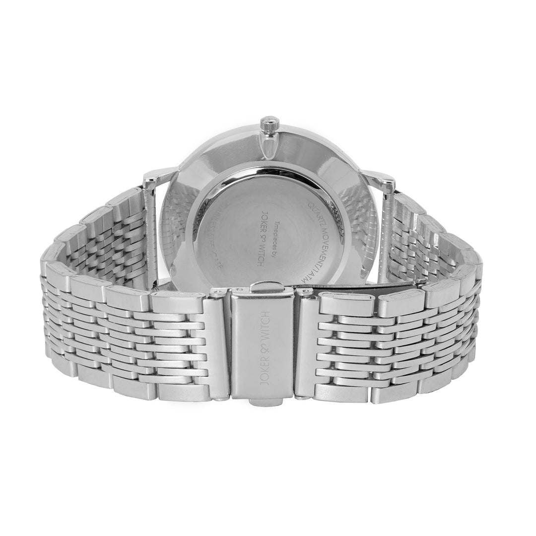 Signature Black Large Dial Silver Linked Chain Strap Women's Watch