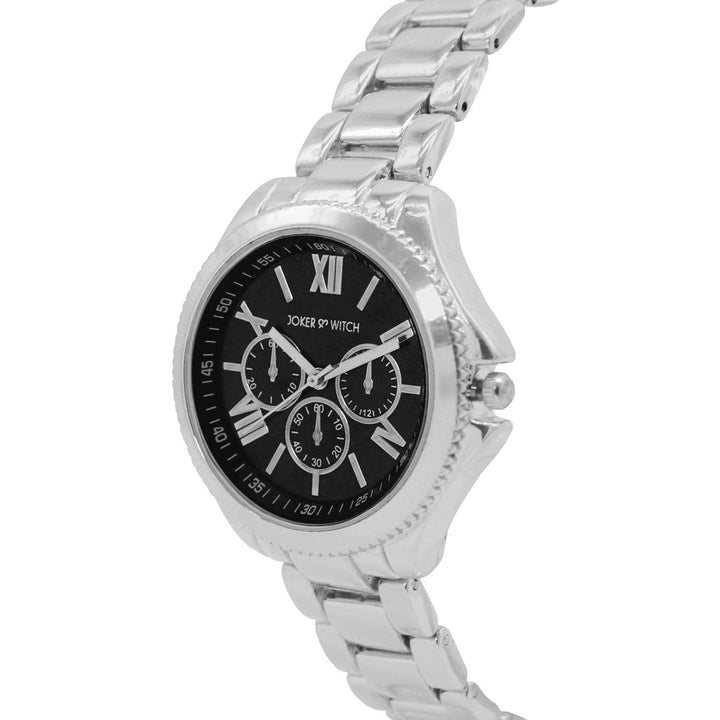 Ella Black Medium Dial Silver Linked Chain Strap Women's Watch