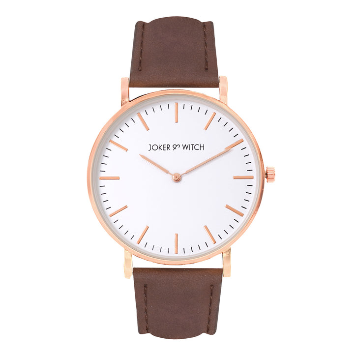 Hope White Large Dial Brown PU Strap Women's Watch