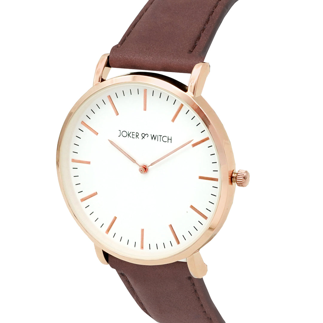 Hope White Large Dial Brown PU Strap Women's Watch