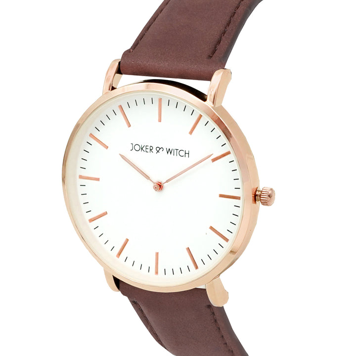 Hope White Large Dial Brown PU Strap Women's Watch