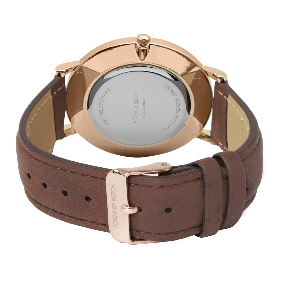 Hope White Large Dial Brown PU Strap Women's Watch