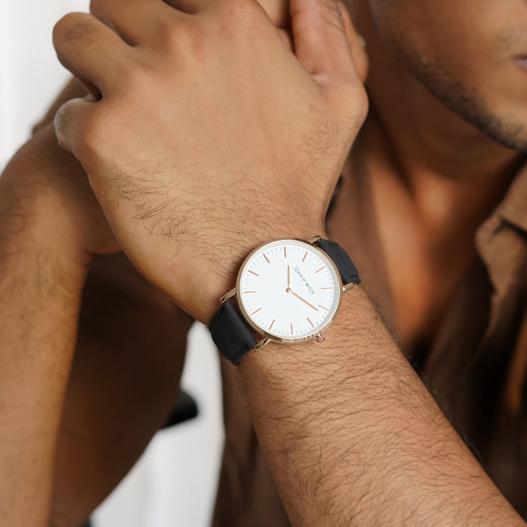 Hope White Large Dial Black PU Strap Women's Watch