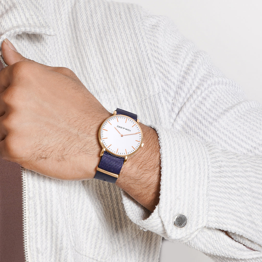 Matrix White Large Dial Blue Nato Strap Men's Watch