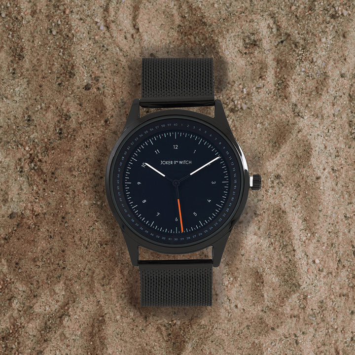 Montego Blue XLarge Dial Gunmetal Mesh Strap Men's Watch