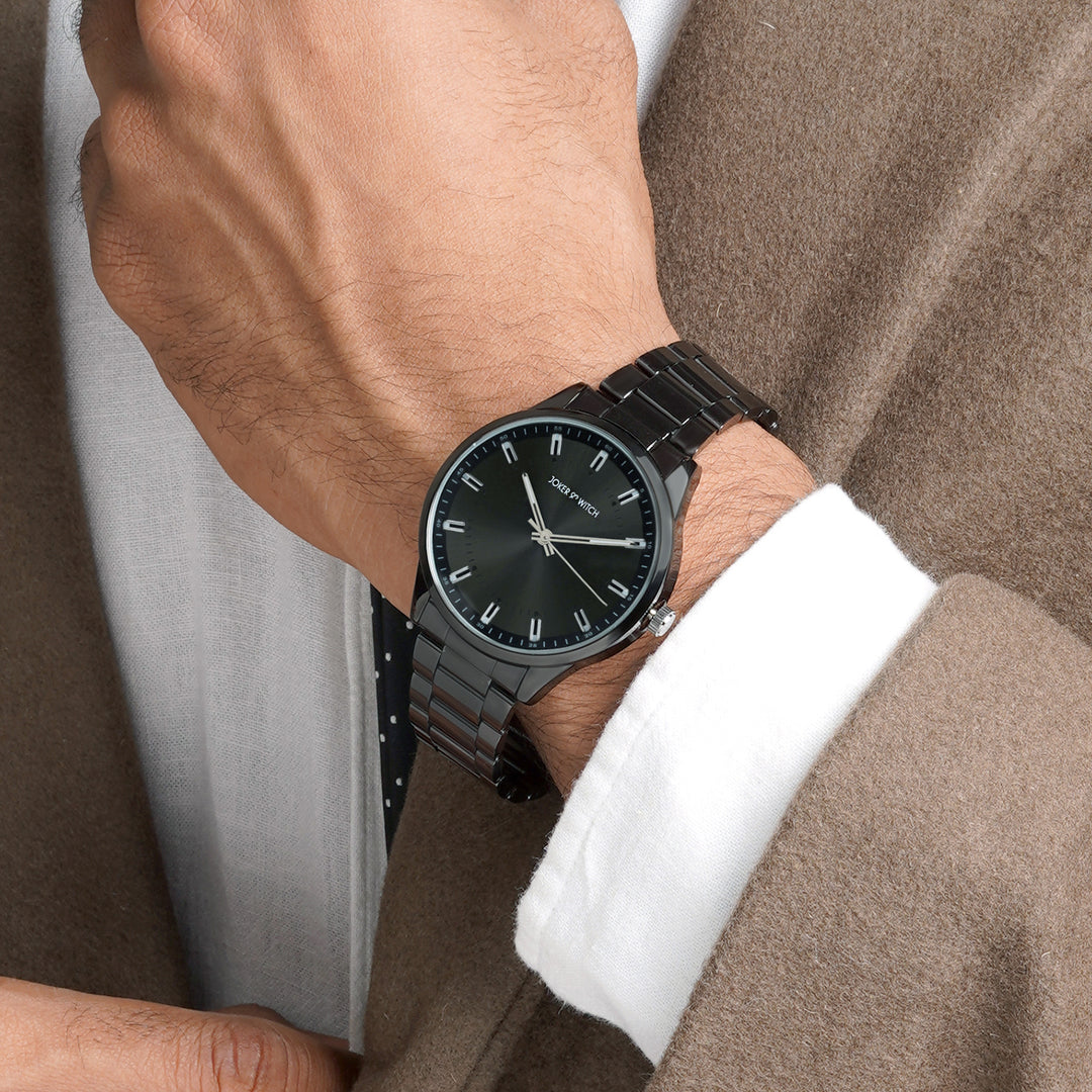 Shanghai Black Large Dial Linked Chain Strap Men's Watch