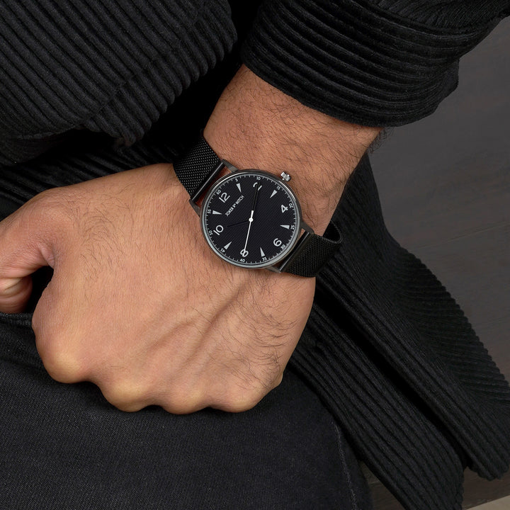 Royce Black Large Dial Mesh Strap Men's Watch