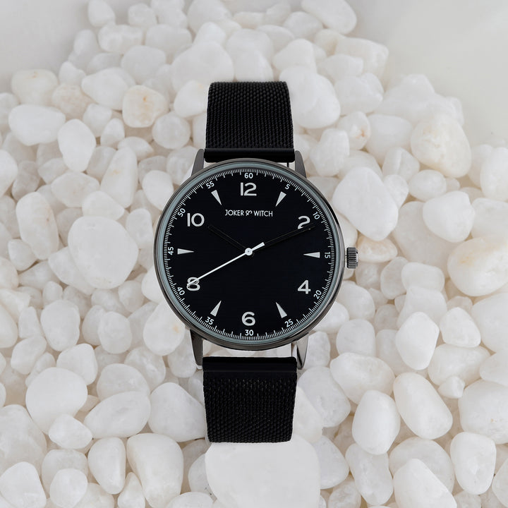 Royce Black Large Dial Mesh Strap Men's Watch