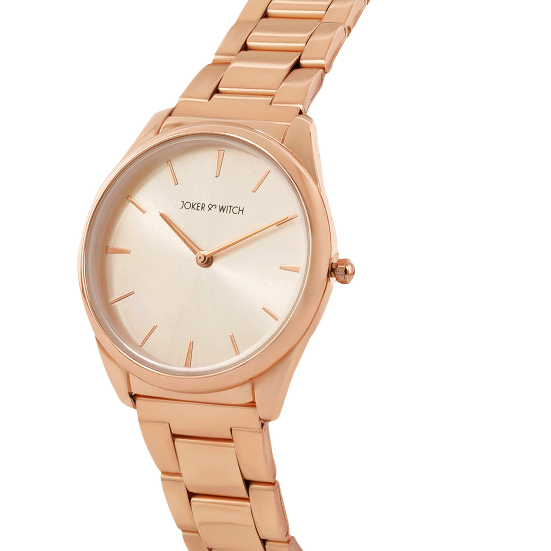Brooklyn Rose Gold Medium Dial Linked Chain Strap Women's Watch