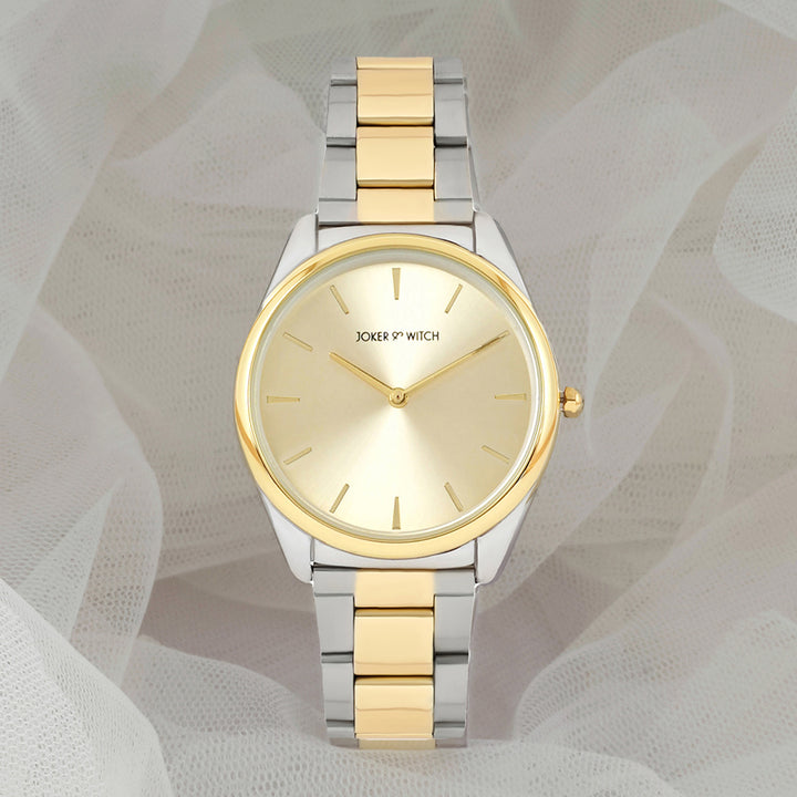 Brooklyn Gold Medium Dial Dual Tone Linked Chain Strap Women's Watch