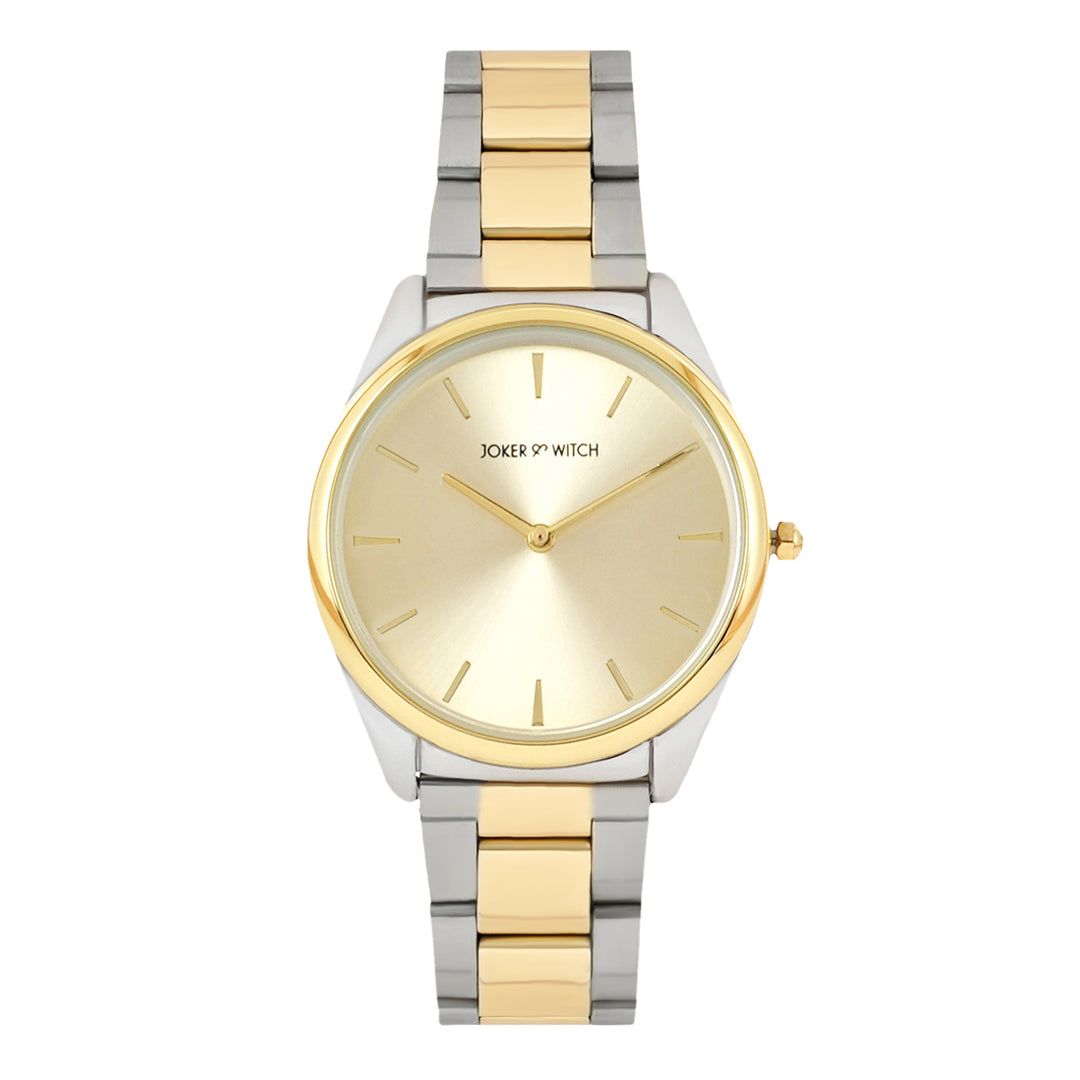 Brooklyn Gold Medium Dial Dual Tone Linked Chain Strap Women's Watch