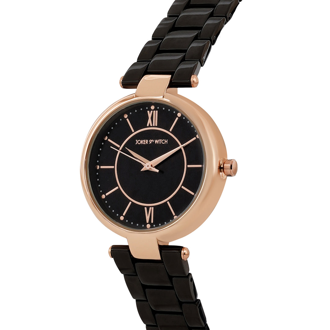 Milan Black Medium Dial Linked Chain Strap Women's Watch
