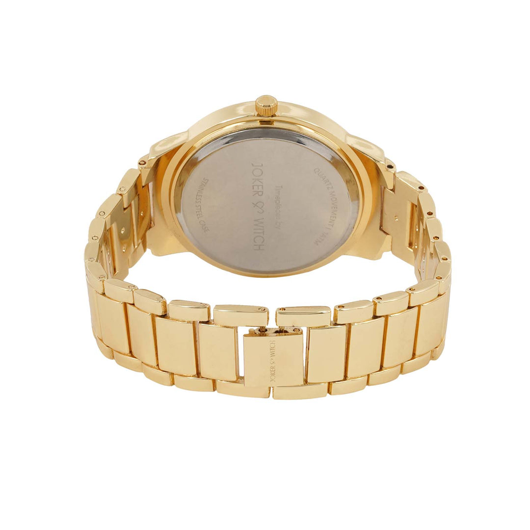 Halo Gold Large Rhinestone Dial Linked Chain Strap Women's Watch