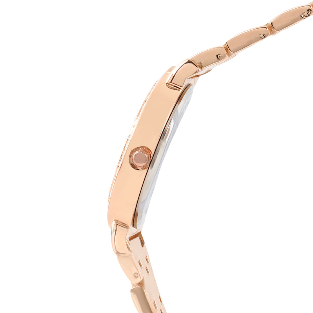 Moonlight Rose Gold Medium Rhinestone Dial Linked Chain Strap Women's Watch