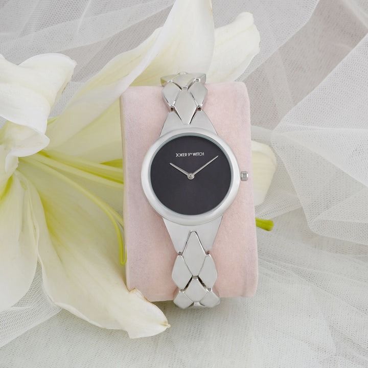 Athens Black Medium Dial Silver Bracelet Strap Women's Watch