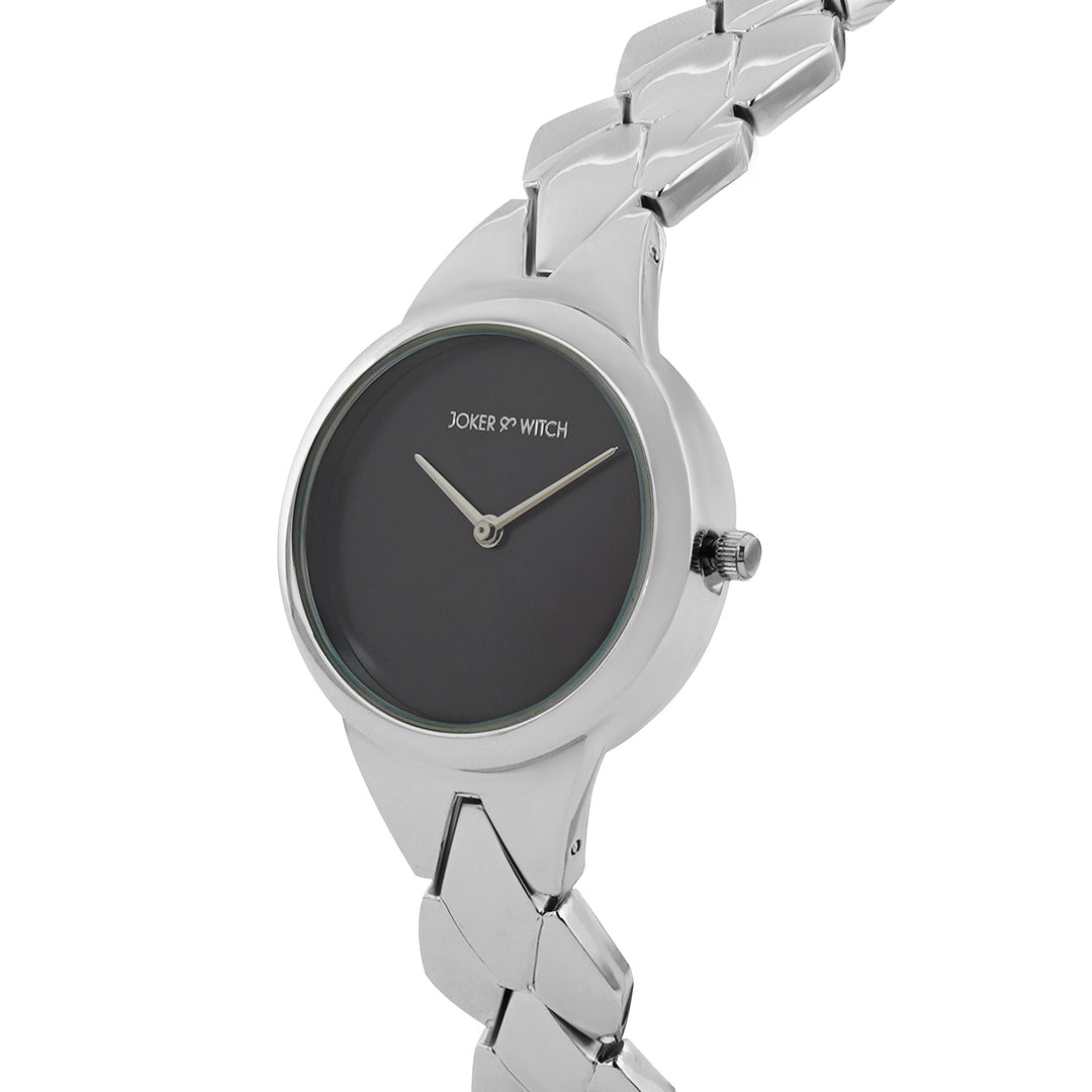 Athens Black Medium Dial Silver Bracelet Strap Women's Watch