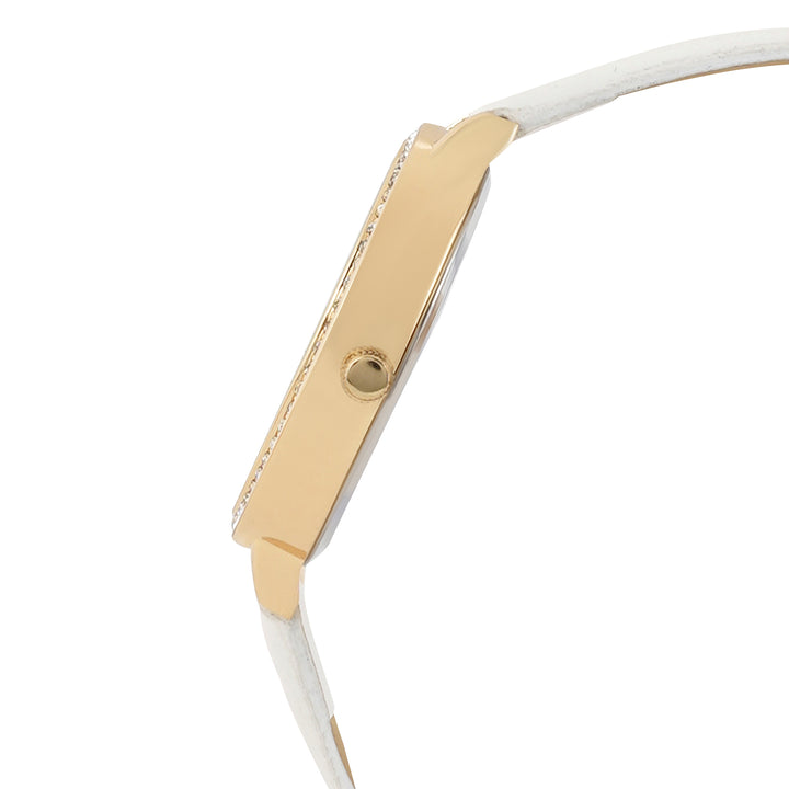 Sunrise Silver Medium Rhinestone Dial PU Strap Women's Watch