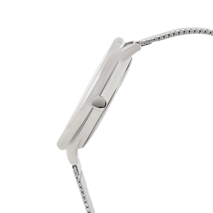 Vancouver Beige Large Dial Silver Mesh Strap Men's Watch