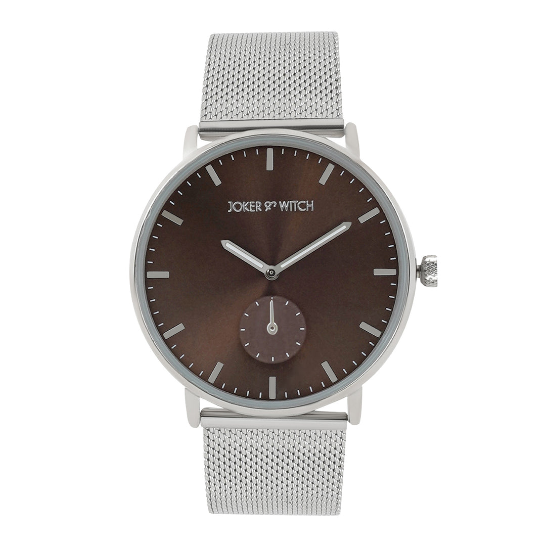 Vancouver Brown Large Dial Silver Mesh Strap Men's Watch