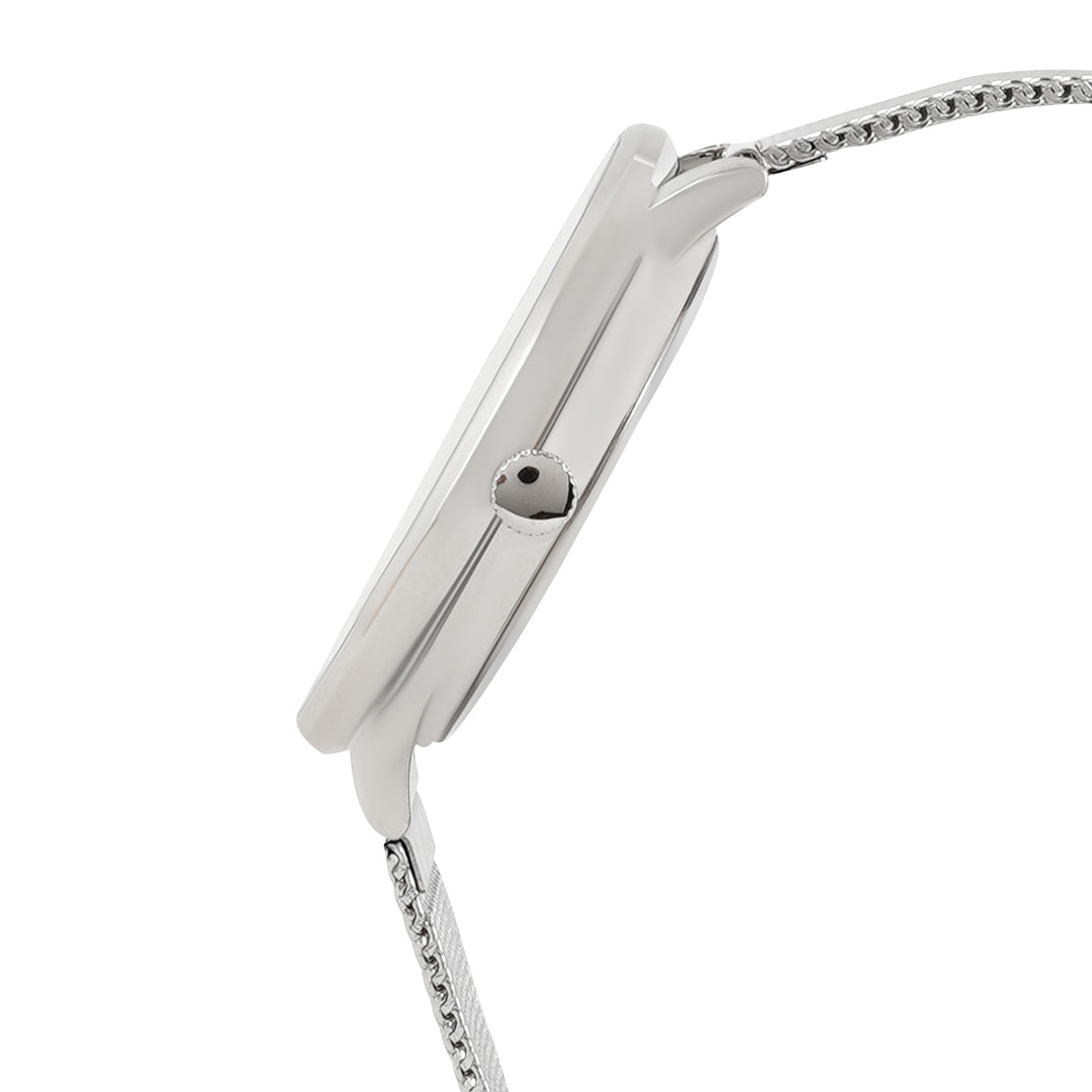 Vancouver Brown Large Dial Silver Mesh Strap Men's Watch