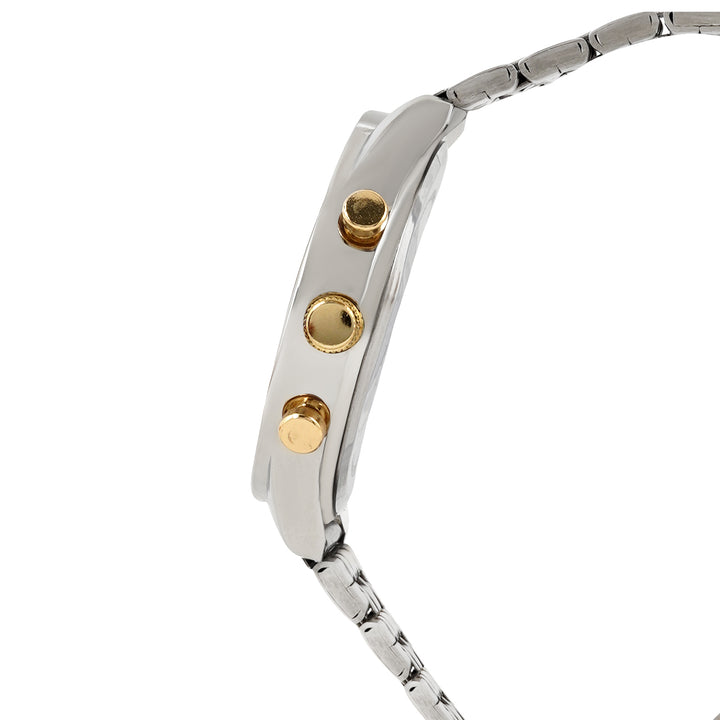 Cruz White Large Dial Silver Linked Chain Strap Men's Watch