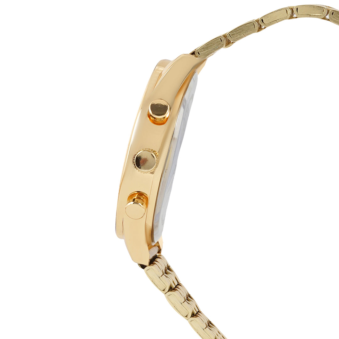 Cruz White Large Dial Gold Linked Chain Strap Men's Watch