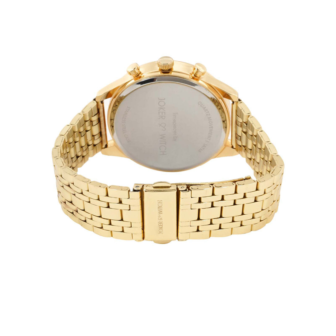 Cruz White Large Dial Gold Linked Chain Strap Men's Watch