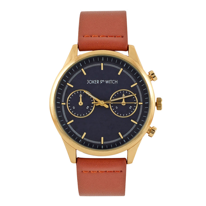 Cruz Blue Large Dial Tan PU Strap Men's Watch