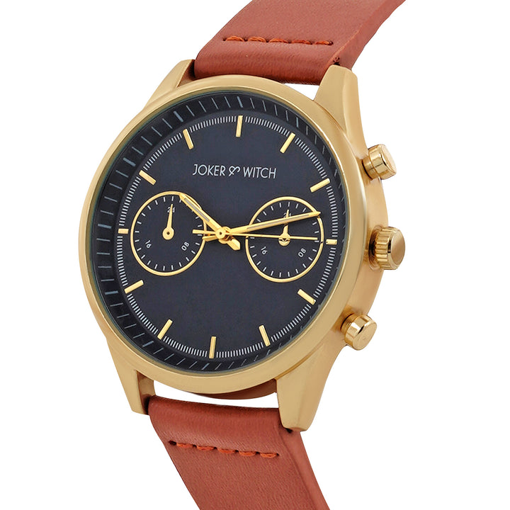 Cruz Blue Large Dial Tan PU Strap Men's Watch