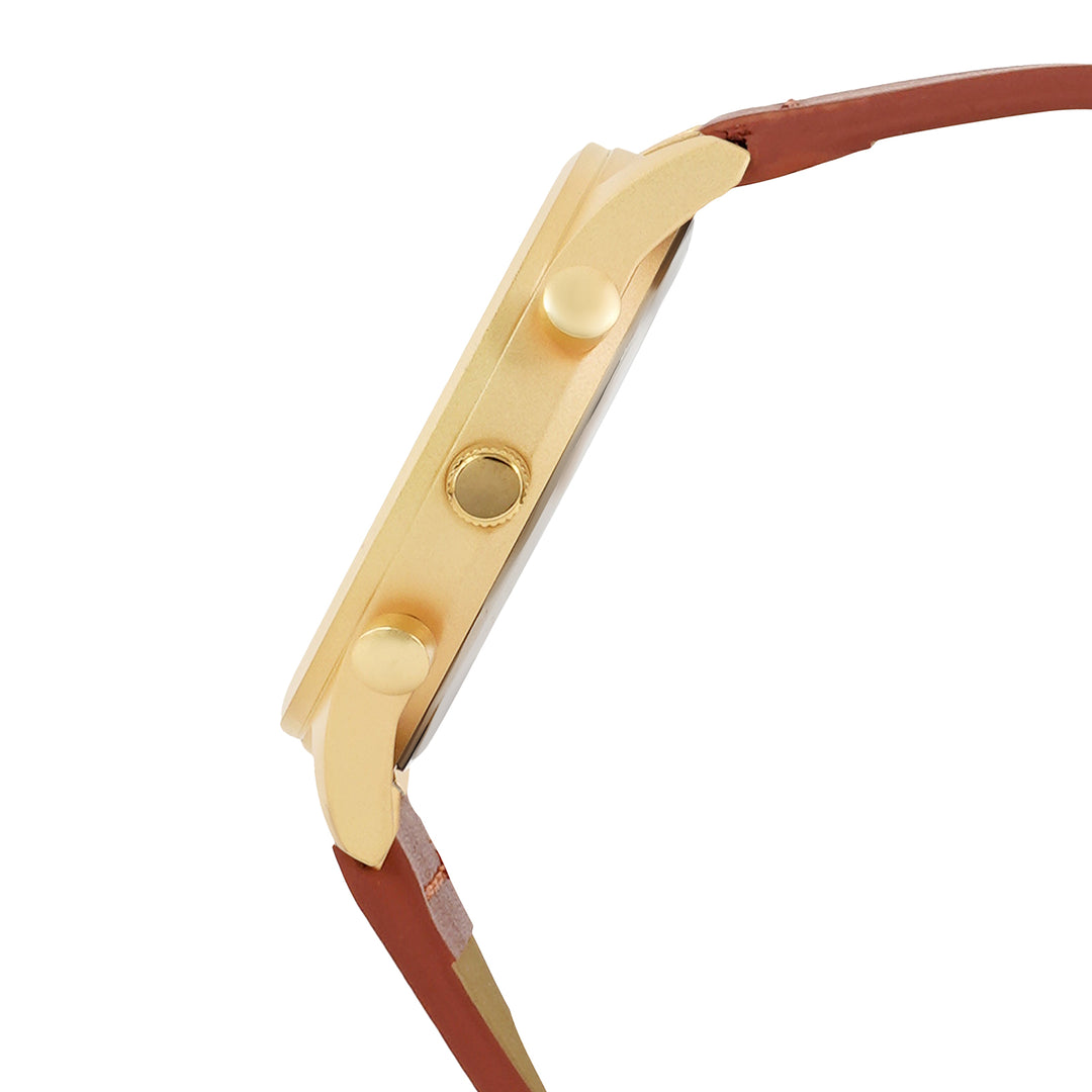 Cruz Blue Large Dial Tan PU Strap Men's Watch