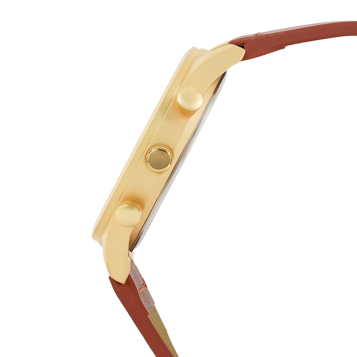 Cruz Blue Large Dial Tan PU Strap Men's Watch