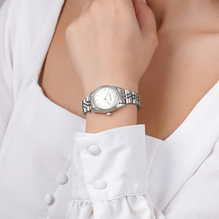 London White Mini Dial Silver Linked Chain Strap Women's Watch