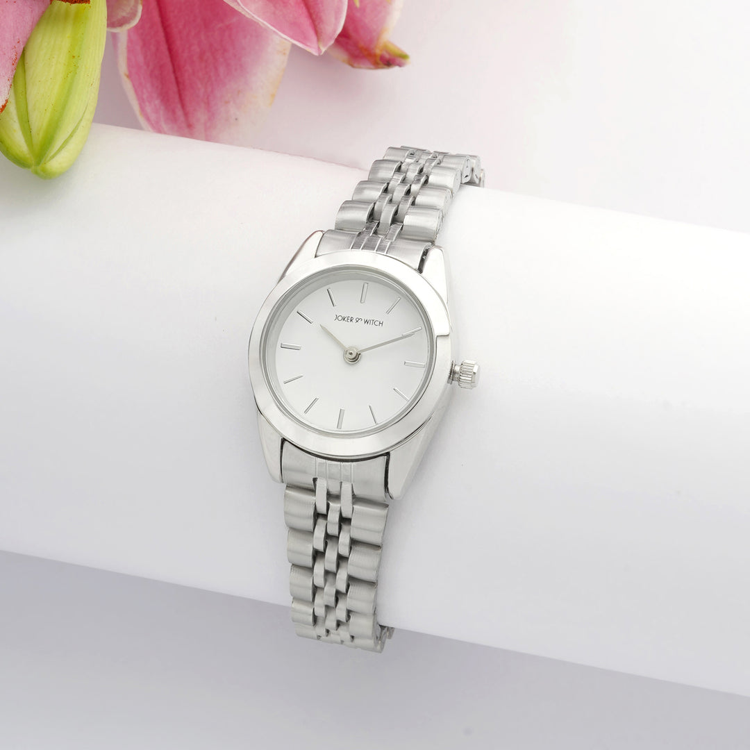 London White Mini Dial Silver Linked Chain Strap Women's Watch