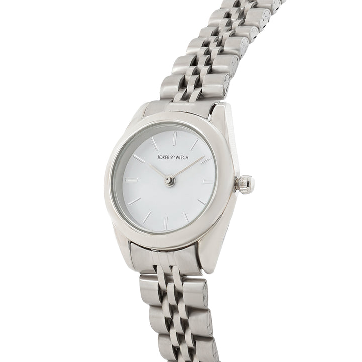 London White Mini Dial Silver Linked Chain Strap Women's Watch