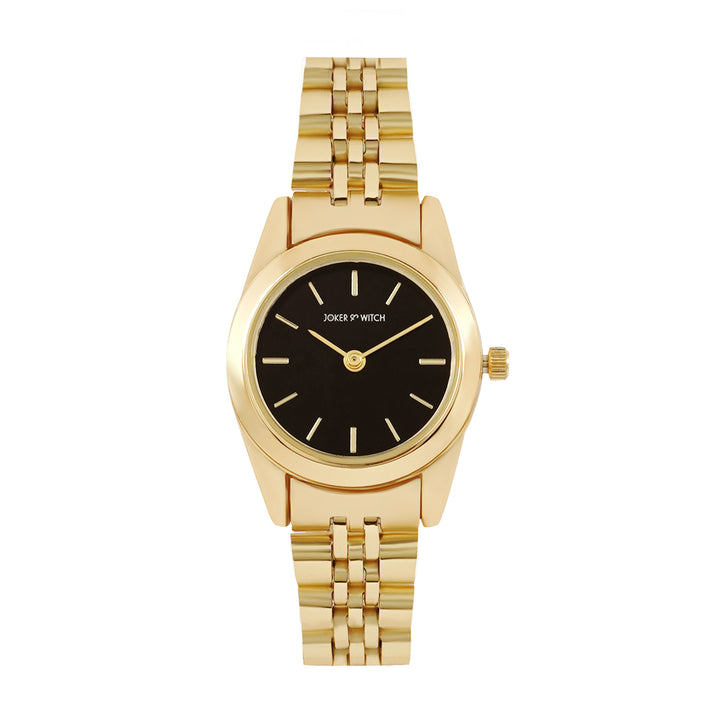 London Black Mini Dial Gold Linked Chain Strap Women's Watch