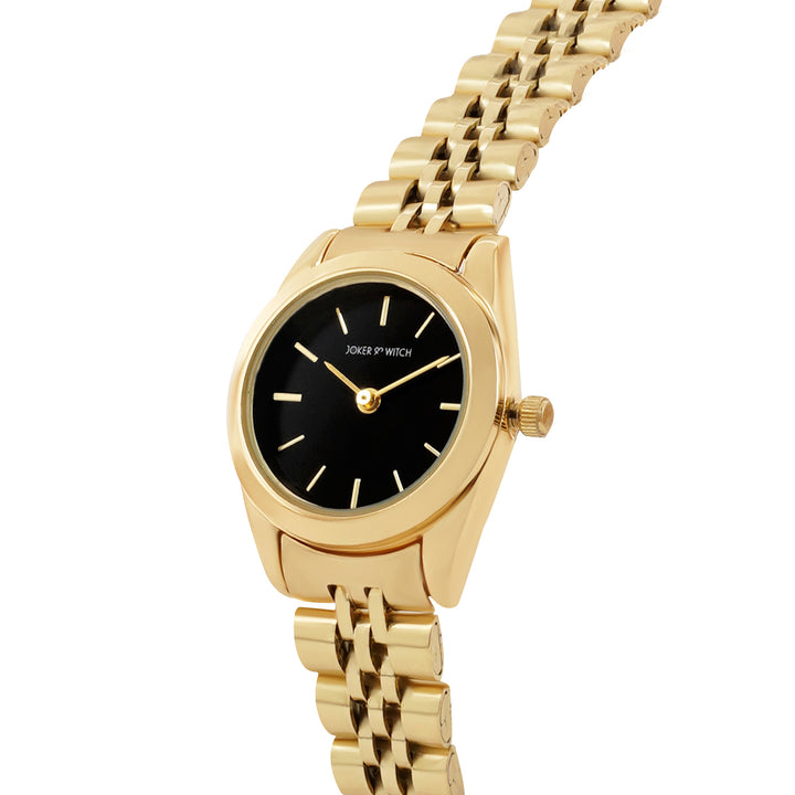 London Black Mini Dial Gold Linked Chain Strap Women's Watch