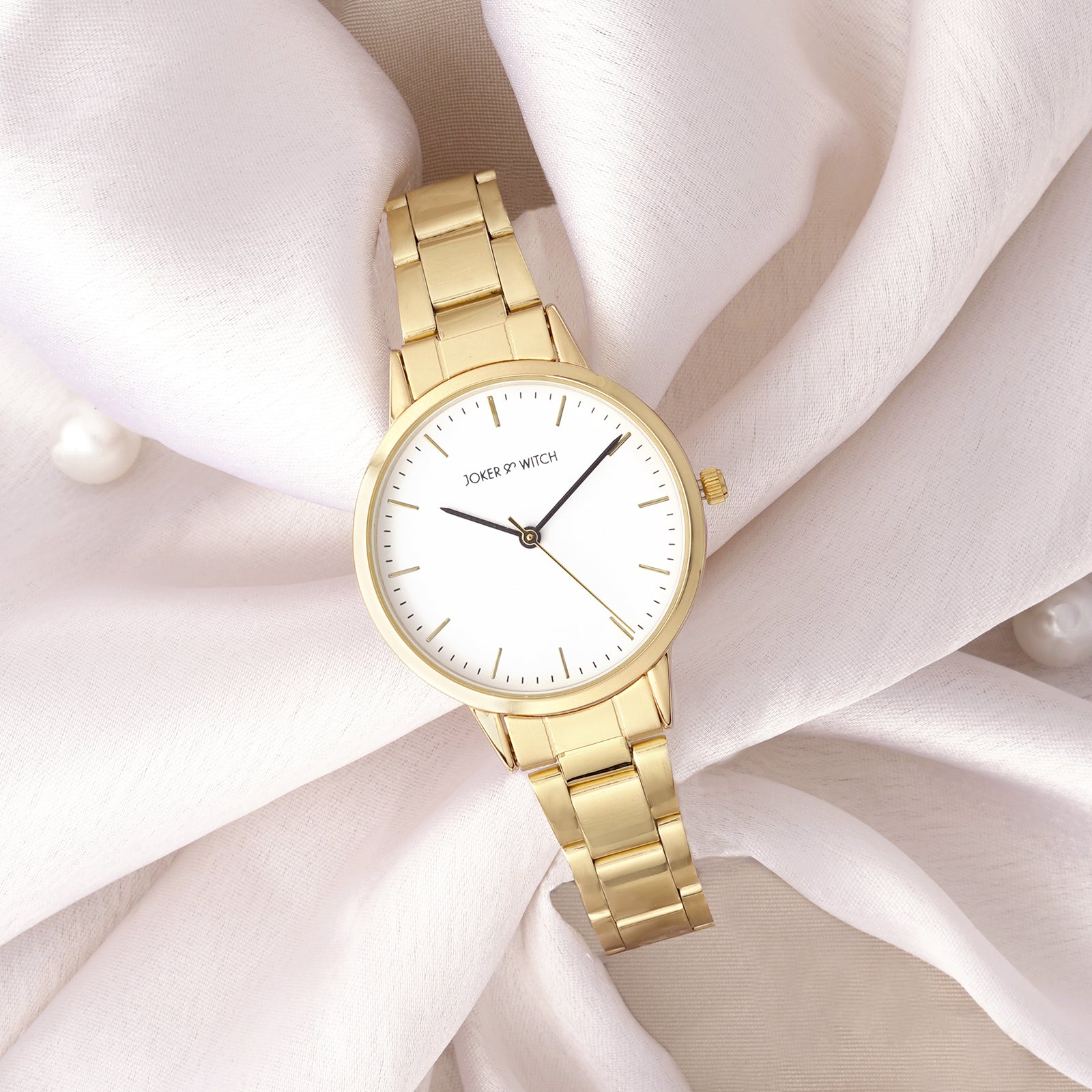 Shop online White Dial Gold Metallic Strap Watch by Joker and Witch