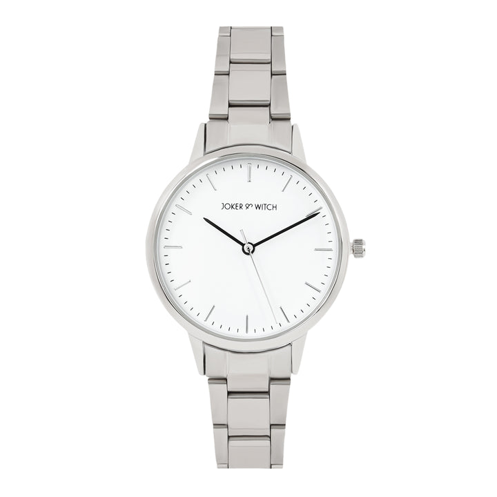 Tokyo White Medium Dial Silver Linked Chain Strap Women's Watch