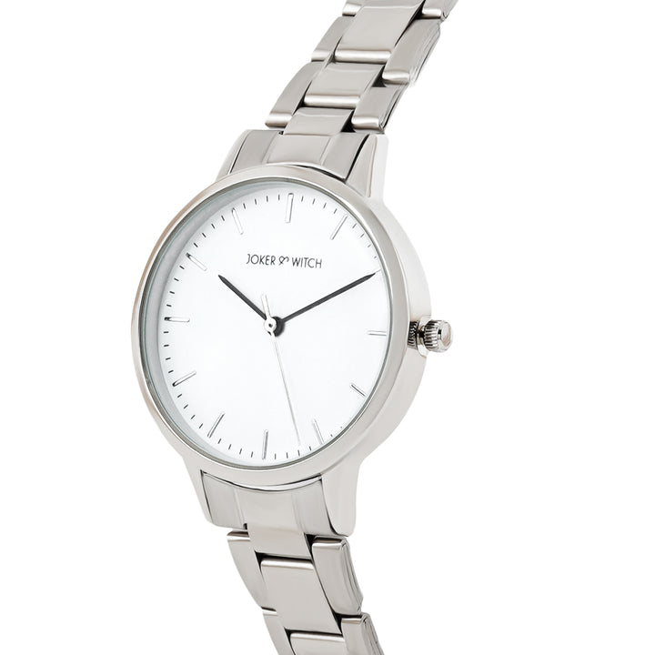 Tokyo White Medium Dial Silver Linked Chain Strap Women's Watch