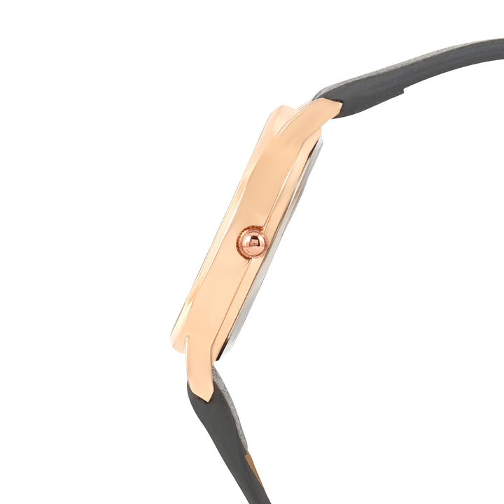 Boston White MOP Medium Dial Grey PU Strap Women's Watch