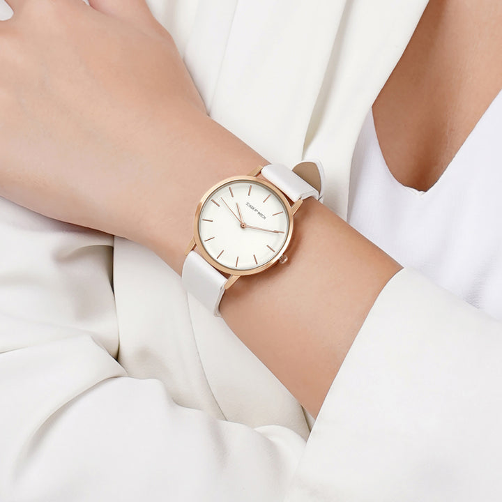 Boston White Medium Dial PU Strap Women's Watch