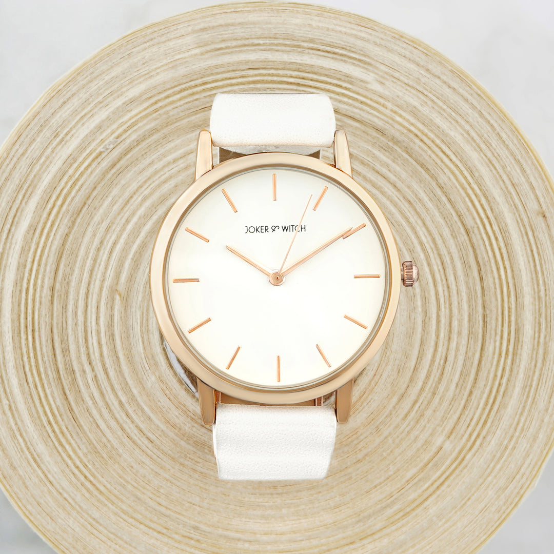 Boston White Medium Dial PU Strap Women's Watch