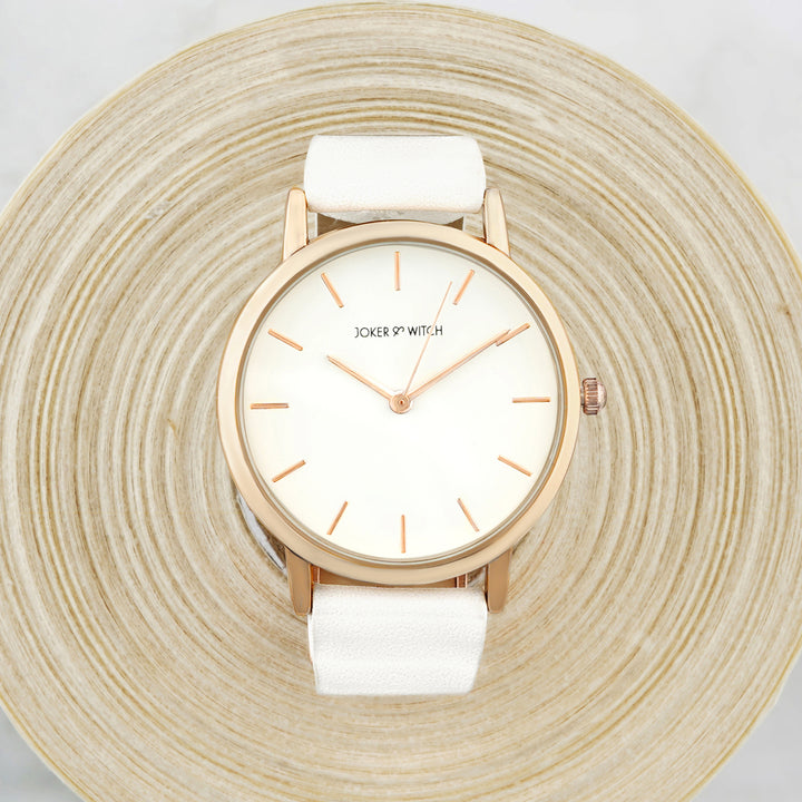 Boston White Medium Dial PU Strap Women's Watch