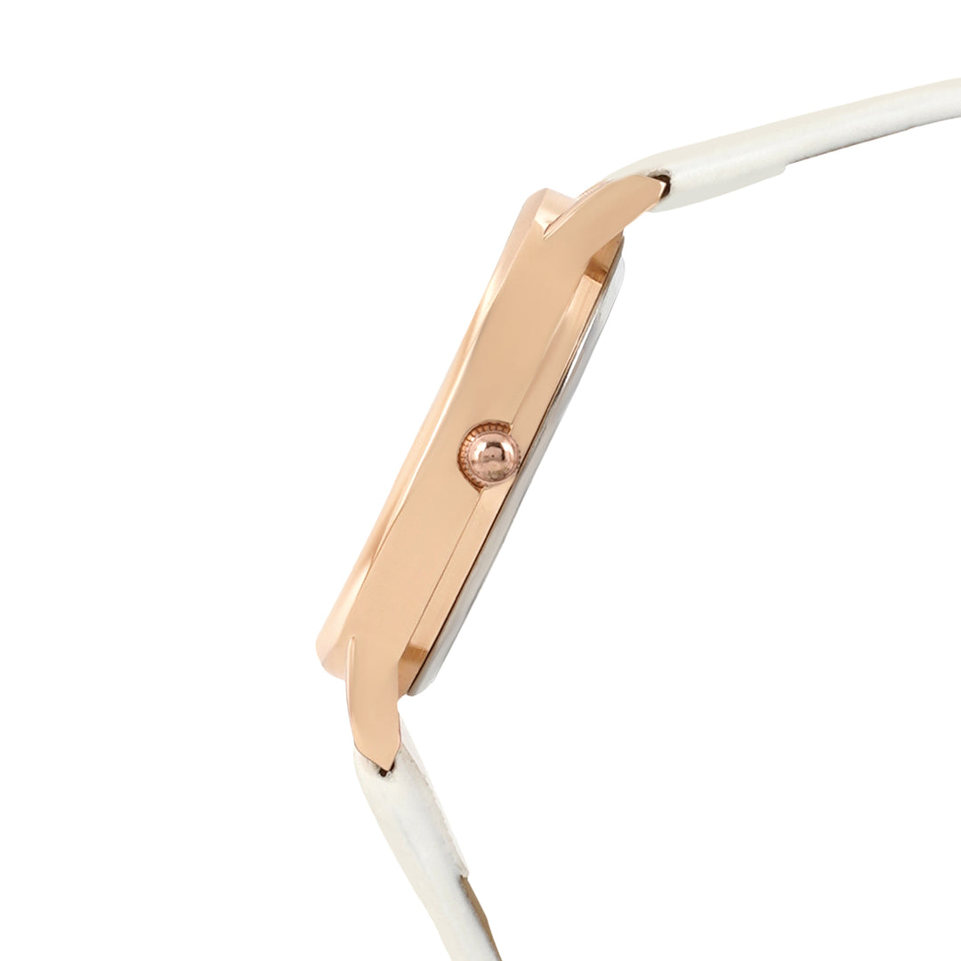 Boston White Medium Dial PU Strap Women's Watch