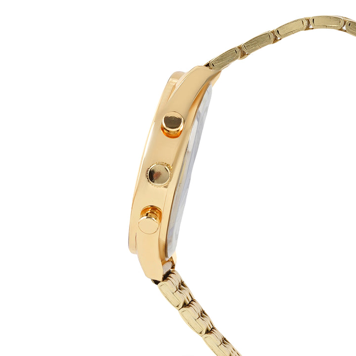 Prague White Large Dial Gold Linked Chain Strap Women's Watch