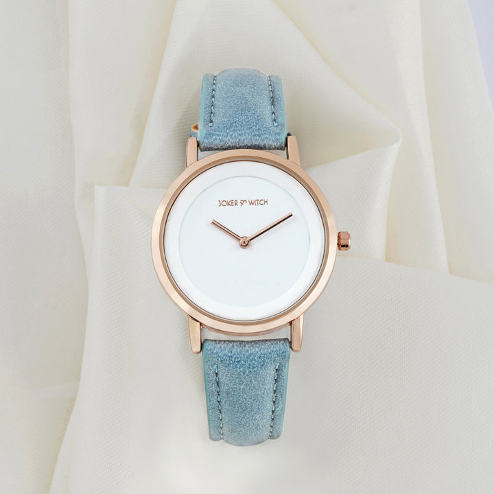 Amsterdam White Medium Dial Blue PU Strap Women's Watch