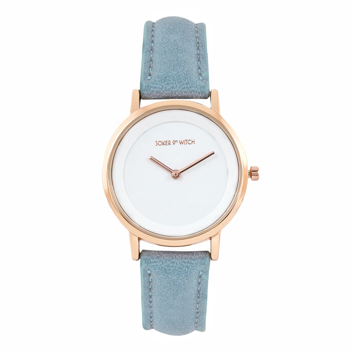 Amsterdam White Medium Dial Blue PU Strap Women's Watch