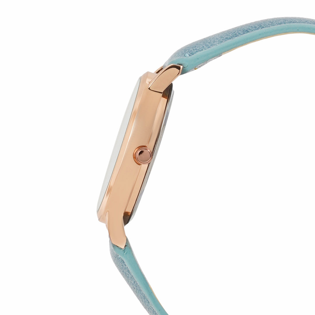 Amsterdam White Medium Dial Blue PU Strap Women's Watch