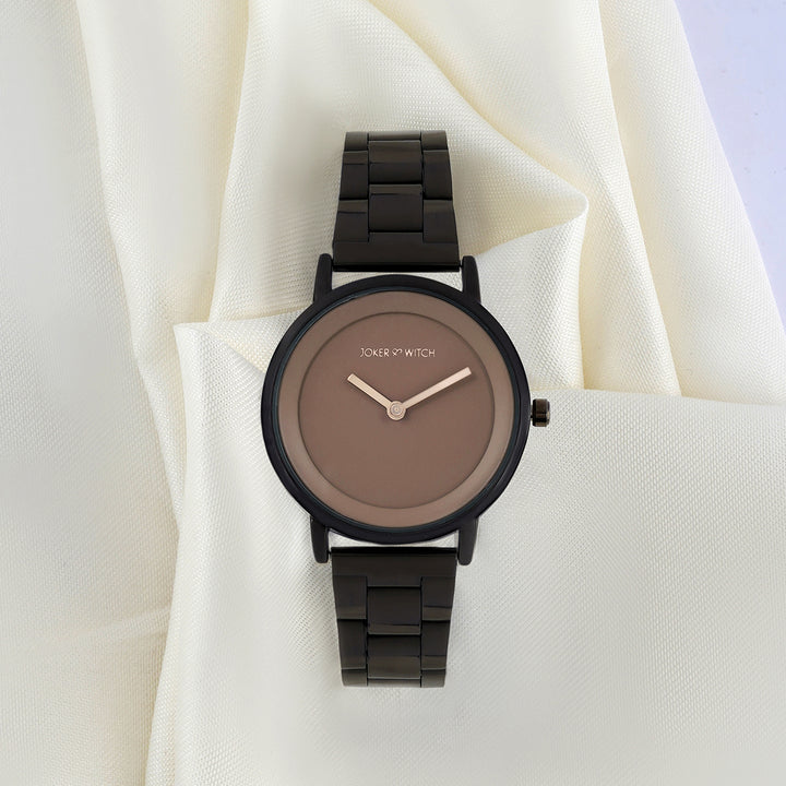 Amsterdam Taupe Medium Dial Gunmetal Linked Chain Strap Women's Watch